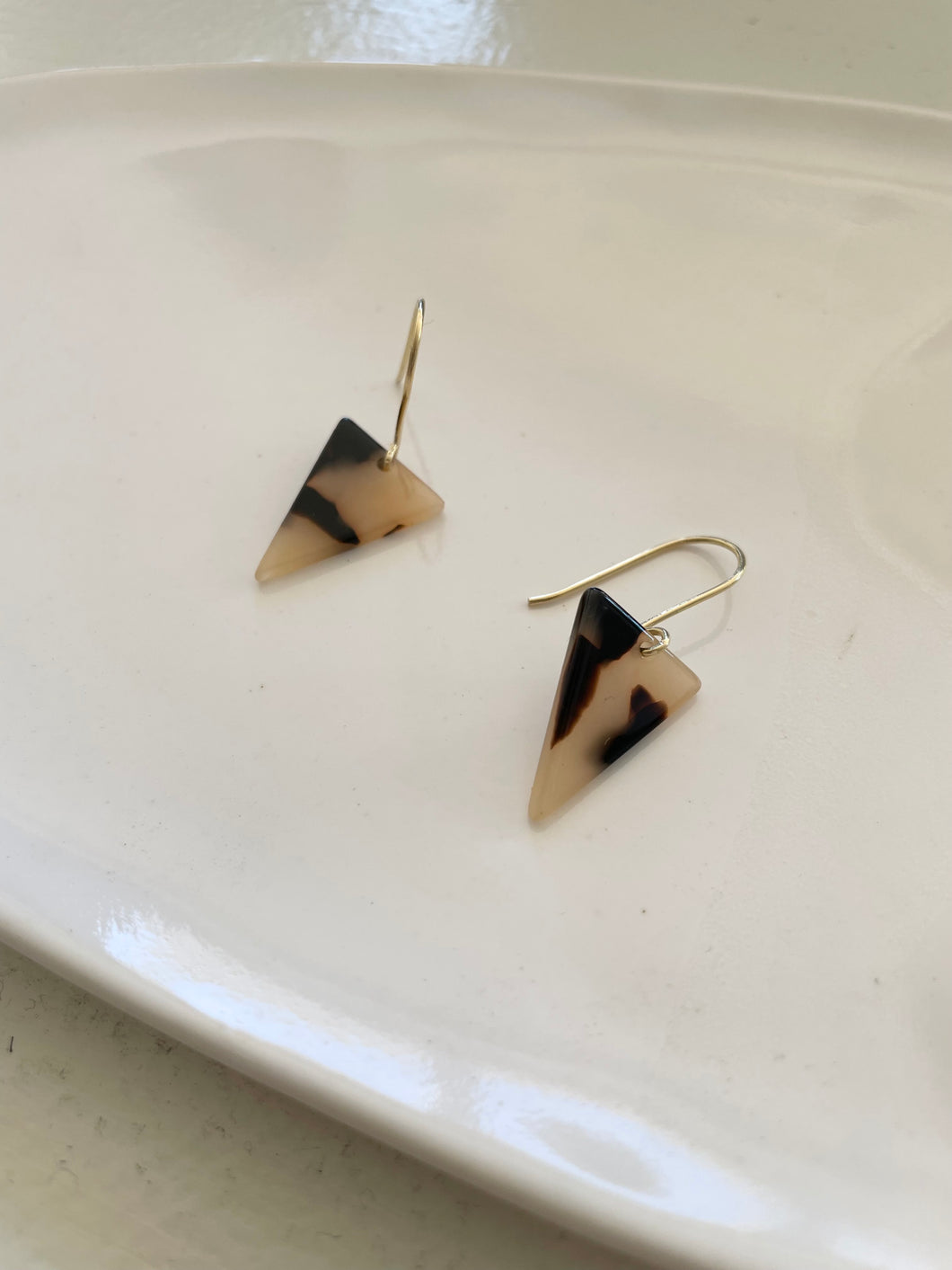 tortoise triangle earrings